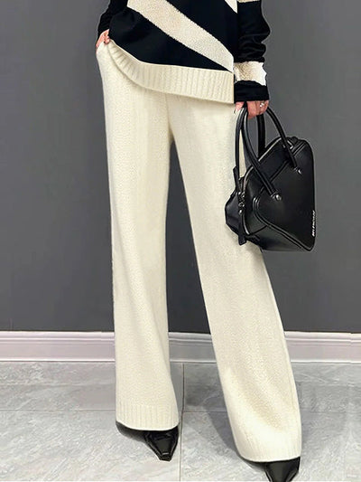 High Waisted Loose Solid Color Pants Trousers