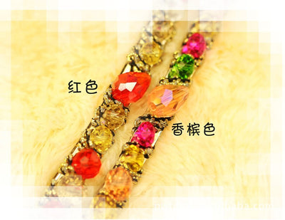 korean colorful flash irregular crystal around the wide side headband