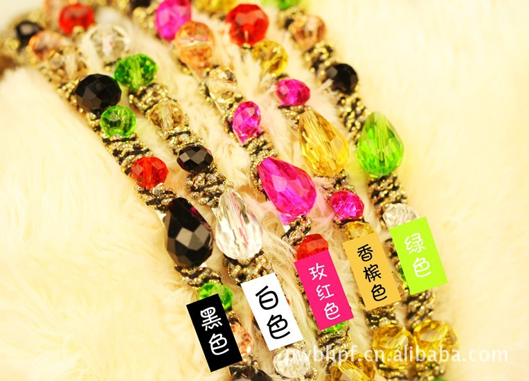 korean colorful flash irregular crystal around the wide side headband