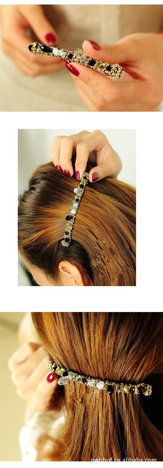 korean colorful flash irregular crystal around the wide side headband