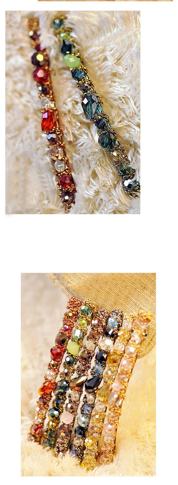 korean colorful flash irregular crystal around the wide side headband