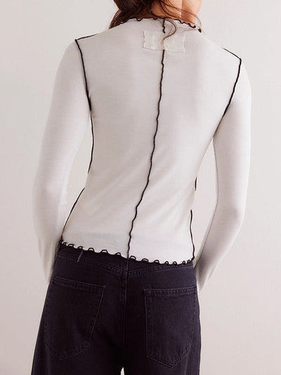 Long Sleeves Skinny Solid Color Round-Neck T-Shirts