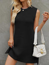 A-Line Loose Solid Color Split-Side Tied Waist Round-Neck Mini Dresses Sweater Dresses