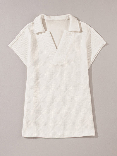 Loose Short Sleeves Solid Color V-Neck T-Shirts Tops