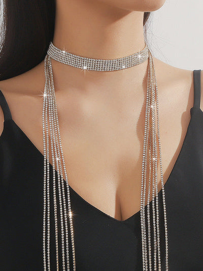 Rhine Stones Tasseled Necklaces Accessories