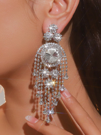 Geometric Tasseled Drop Earrings