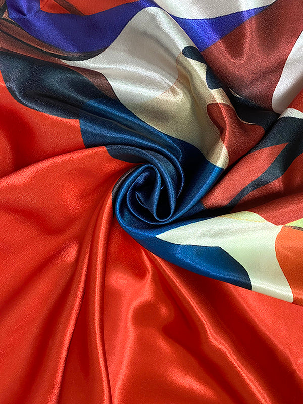 Loose Puff Sleeves Elasticity Flower Print Split-Front Round-Neck Maxi Dresses