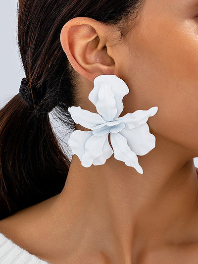 Flower Shape Solid Color Earrings Accessories
