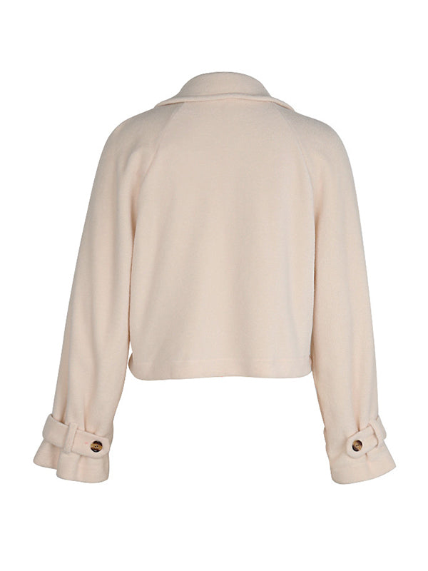 Long Sleeves Loose Buttoned Split-Joint Notched Collar Outerwear