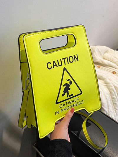 Contrast Color Letter Print Shoulder Bags
