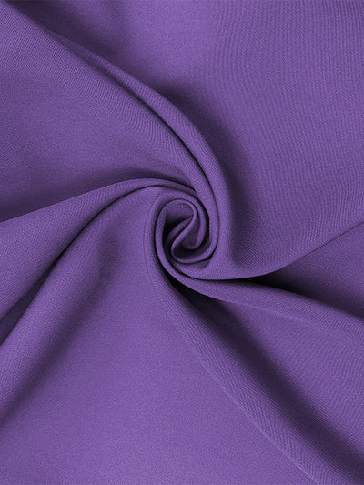 Loose Puff Sleeves Pleated Solid Color Split-Joint Round-Neck Midi Dresses