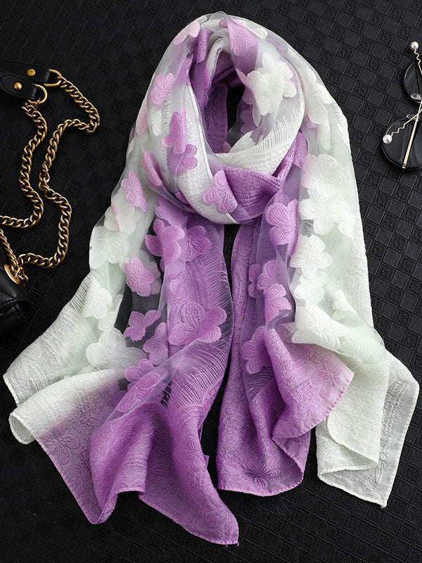 Original Floral Sun-Protection Silk Scarf