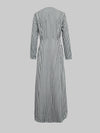 A-Line Loose Asymmetric Split-Joint Striped V-Neck Maxi Dresses Shirt Dress