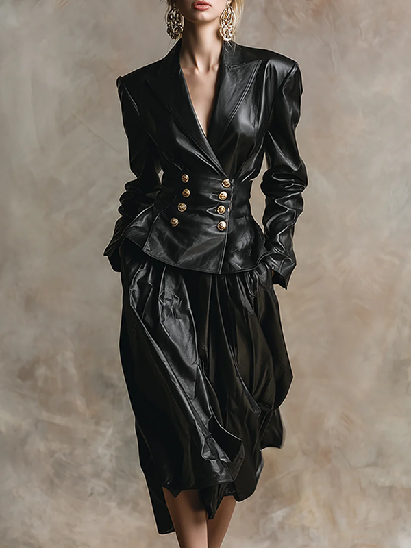 Long Sleeves Buttoned Solid Color Notched Collar Jackets Outerwear