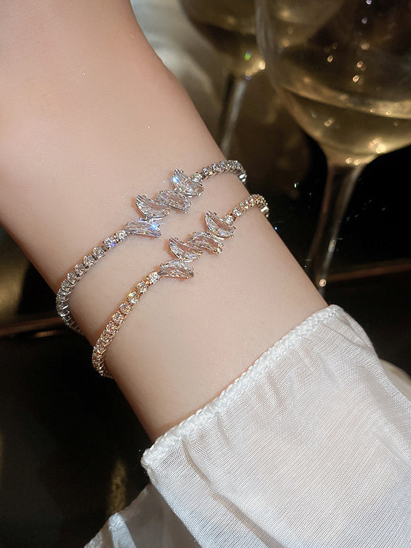 Adjustable Geometric Rhine Stones Shiny Bracelet Accessories