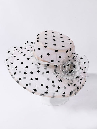 Flower Shape Gauze Polka Dot See-Through Split-Joint Sun Hat