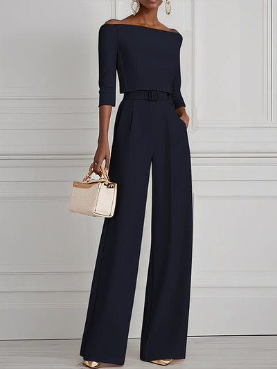 Half Sleeves Solid Color Split-Joint Off-The-Shoulder T-Shirts Tops