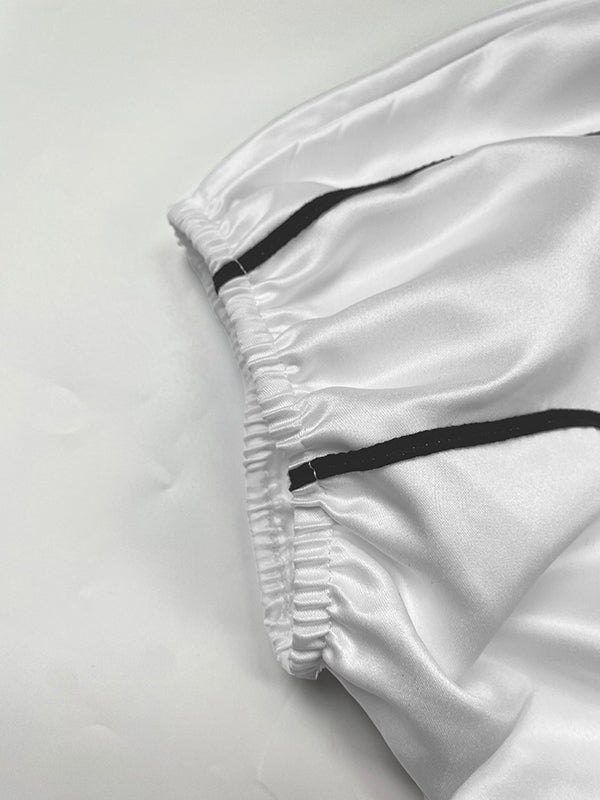 Half Sleeves Loose Elasticity Printed Split-Front Stand Collar Maxi Dresses