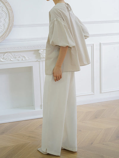 Half Sleeves Loose Solid Color V-Neck Blouses&Shirts Tops