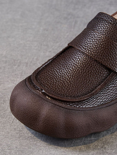 Women Retro Genuine Leather Mid-Heel Shoes