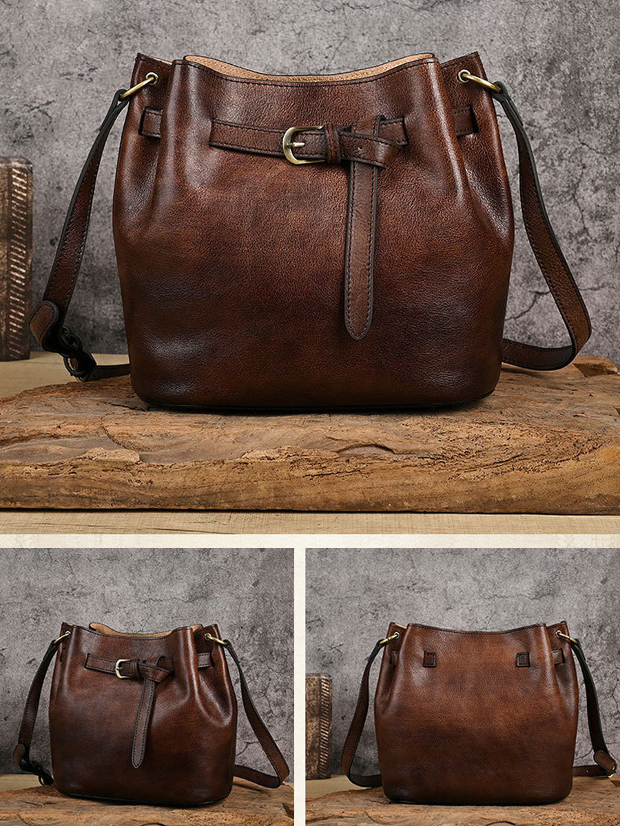 Women Vintage Leather Large Capacity Shoulder Bag