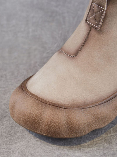 Women Winter Genuine Leather Back Zipper Flat Boots