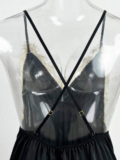 Sleeveless Backless Lacy Split-Joint Spaghetti-Neck Intimates&Pajamas