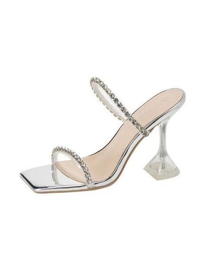 Peep Toe Rhine Stones Shiny Transparent Pumps Sandals