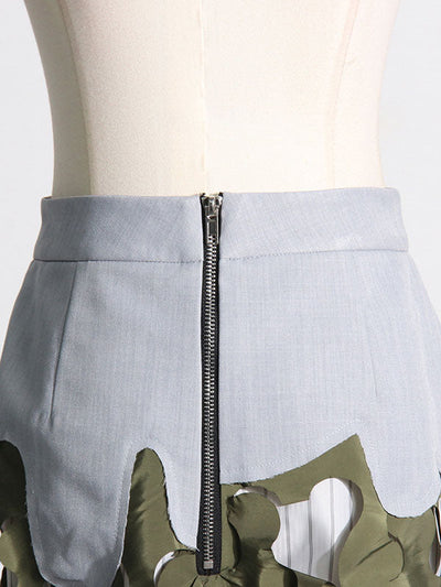 High Waisted Loose Asymmetric Split-Joint Split-Side Zipper Skirts Bottoms