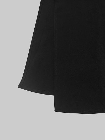 Long Sleeves Buttoned See-Through Solid Color Split-Side Lapel Maxi Dresses Shirt Dress