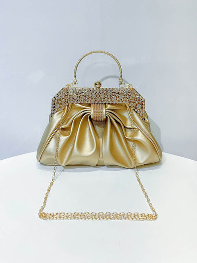Chains Pleated Rhine Stones Split-Joint Evening Bags & Clutches Handbags