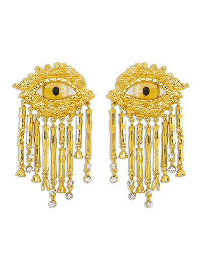 Eye Shape Geometric Tasseled Drop Earrings Earrings Accessories