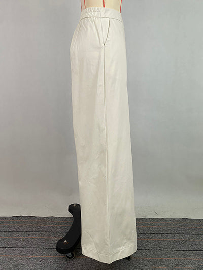 High Waisted Loose Solid Color Pants Trousers