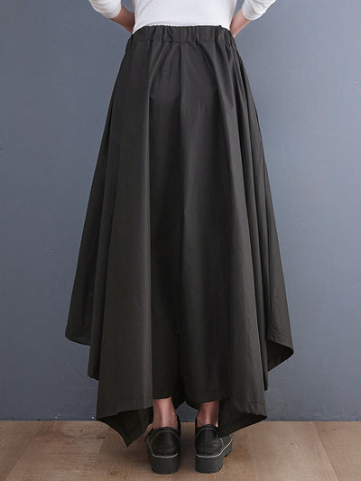 Cropped A-Line Drawstring Solid Color Pants Culotte