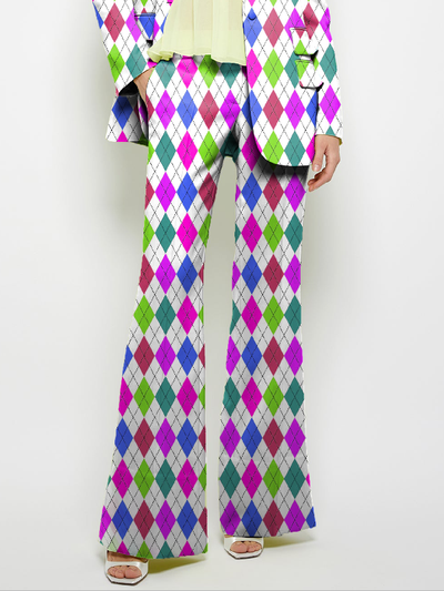 Loose Wide Leg Pockets Printed Pants Suit Pants Trousers