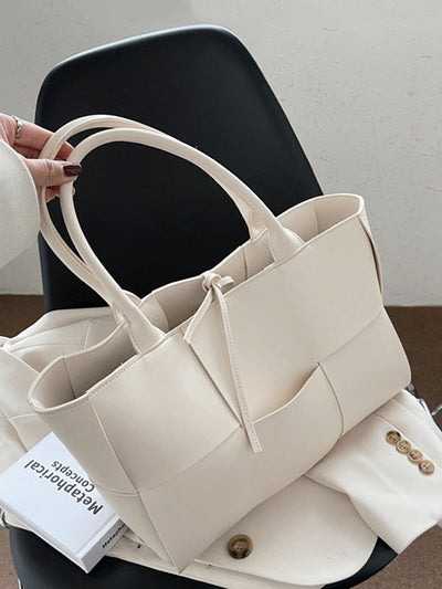 Solid Color Split-Joint Woven Shoulder Bags Handbags