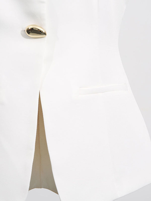 Sleeveless Buttoned Pockets Round-Neck Tank Top