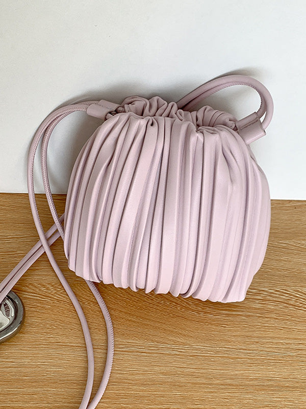 Drawstring Pleated Split-Joint Crossbody Bags