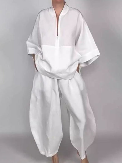 Loose Wide Leg Pockets Solid Color Pants Trousers