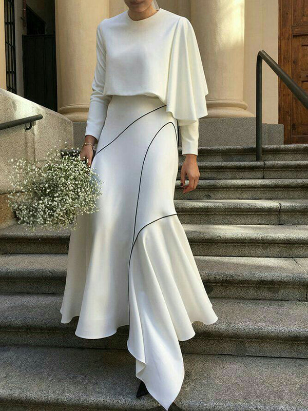 High-Low Loose Asymmetric Printed Split-Joint Skirts Bottoms