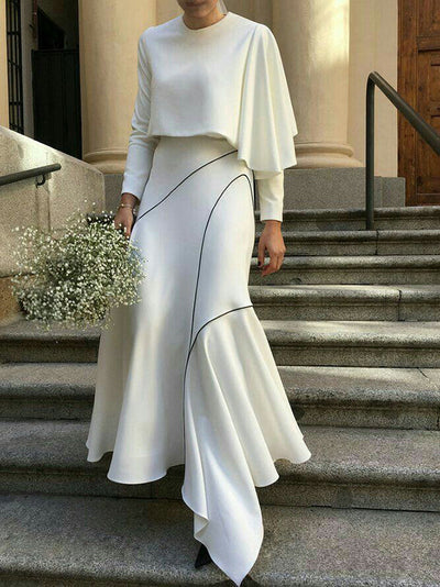 High-Low Loose Asymmetric Printed Split-Joint Skirts Bottoms