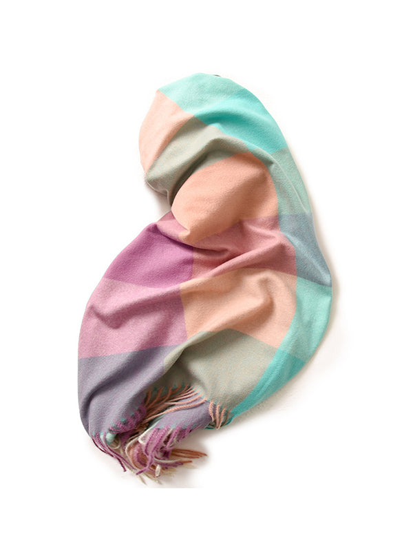Keep Warm Plaid Tasseled Shawl&Scarf
