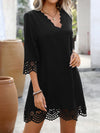 A-Line Loose Hollow Solid Color V-Neck Mini Dresses