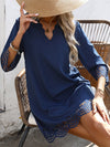 A-Line Loose Hollow Solid Color V-Neck Mini Dresses