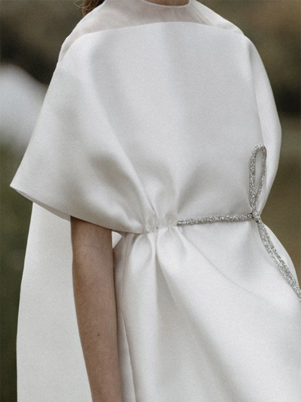 High-low Loose Tied Waist Round-neck Blouses