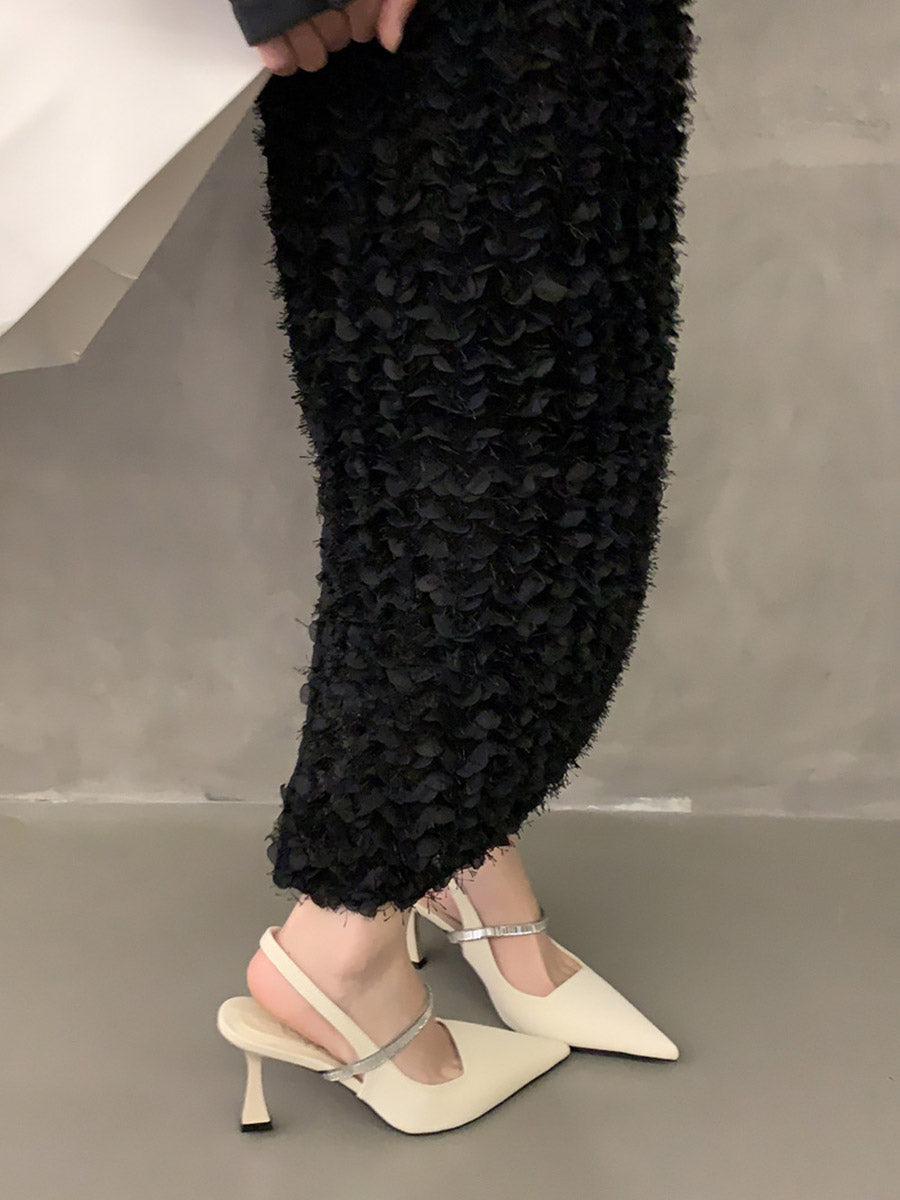 Belted Pointed-Toe Shiny Pumps