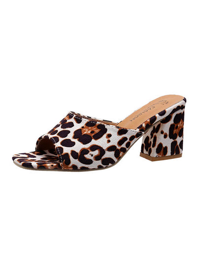 Leopard Open Toe Pumps Sandals Slippers