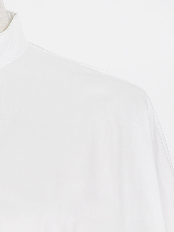 Stylish Loose Long Sleeves Buttoned Falbala Belted Solid Color Stand Collar Blouses&Shirts Tops