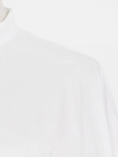 Stylish Loose Long Sleeves Buttoned Falbala Belted Solid Color Stand Collar Blouses&Shirts Tops