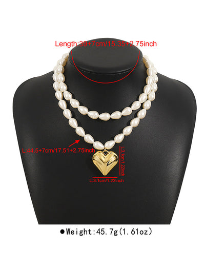Double Layered Heart Shape Necklaces Accessories